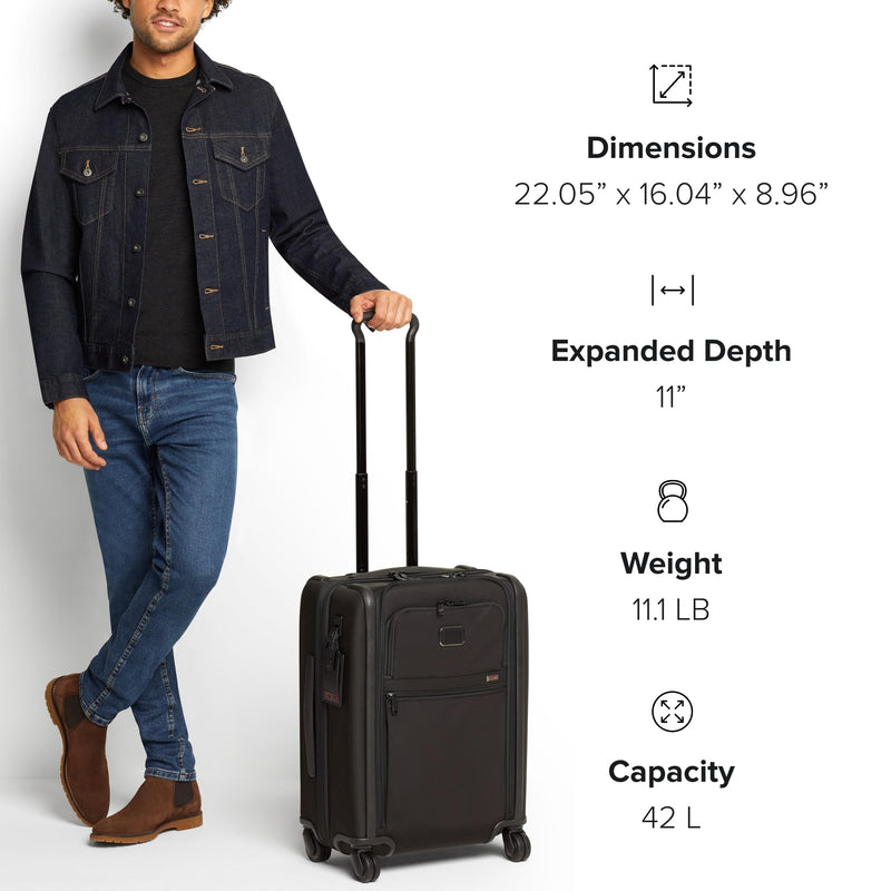 TUMI - Alpha Large Dual Access Expandable 4-Wheeled Carry-On Luggage - Zipper Expansion - Durable and Lightweight Travel Suitcase - TSA Lock Tracer - Navy Blue