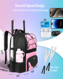 COMECOI Softball Bag, Lightweight Baseball Backpack with Shoes Compartment, Baseball Bat Bags with Fence Hook for TBall Bat & Equipment, for Batting Mitten, Helmet, for Girls, Boys, Youth, Adults