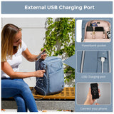 Swissdigital Design Women's Backpack for Work/Travel/Leisure with USB Charging Port, Water Bottle Holder, Separate Sunglass Pocket - Fits 15.6 inch Laptop,Blue | SD1006F-13
