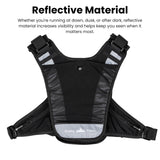 FROSTY PEAKS "Trail Runner Chest Pack, Black with Reflective Material, Phone Pocket, Multiple Storage Compartments, Lightweight Design for Night Running, Outdoor Activities