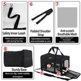 Soft Sided Cat/Dog Carrier,Collapsible Pets Travel Carriers for Pet/Puppy with Shoulder Strap & Removable Mat,Mesh Top Load Small Dogs/Cats Carry Bag Up to 17 Lbs TSA Airline Approved（Black,M）