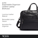 TUMI - Alpha Medium 15" Expansion Laptop Briefcase - Professional Briefcase for Commute or Travel - Padded Compartment Fits up to 15" Screen - Black Leather