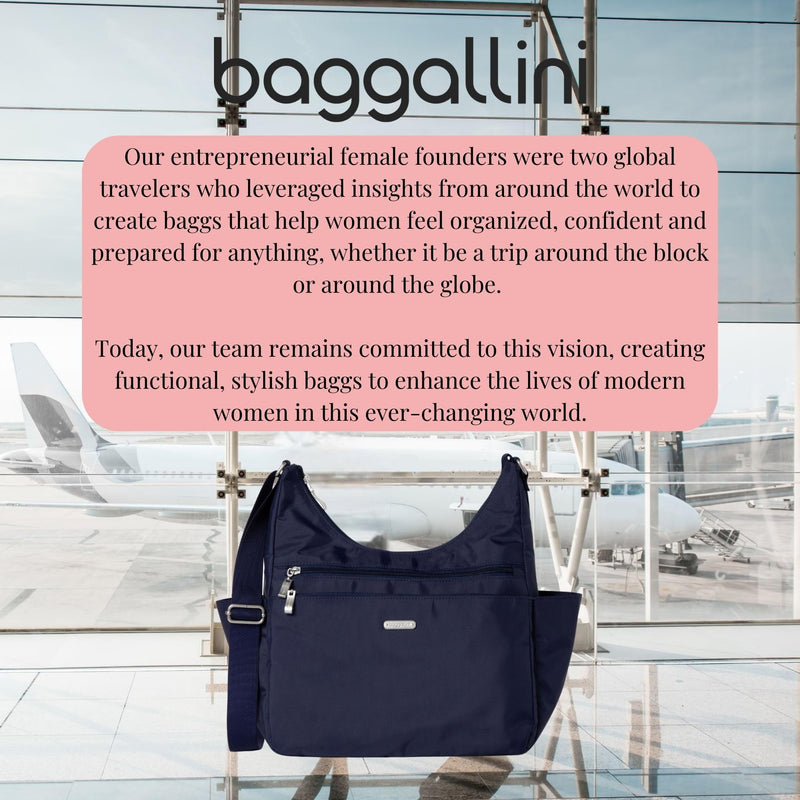 Baggallini Essential Hobo Crossbody Bag for Women - Built-in RFID Card Holder - Hobo Travel Bag with Luggage Sleeve