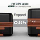 Vipbox Luggage Sets 3 Piece (3-YEARS VIP SERVICE) Hardshell Expandable Lightweight Ultra Durable 100% PC Carry On Travel Suitcase Set with TSA Lock Spinner Wheels, Premium Black