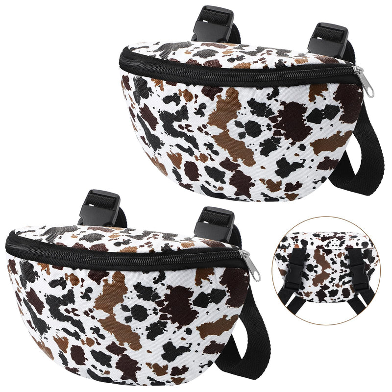 Huhumy 2 Pcs Insulated Saddle Pouch Print Endurance Waterproof Saddle Bag for Holding Cellphone Key Horse Riding Gear(Cow Print)