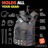 GoSports Youth Baseball and Softball Bag with Customizable Charm Panel