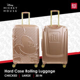 FUL Disney Mickey Mouse 30 Inch Rolling Luggage, Hardshell Suitcase with Spinner Wheels, Rose Gold