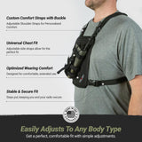 Lone Peak Black Padded Radio Chest Harness w/ Smartphone Pocket (9.5” X 8”)- Secure Fit Search and Rescue Gear - Universal Outdoor Tactical Walkie Talkie Harness- Radio Chest Pack for EMS- Made in USA