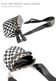 Spacious Checkered Nylon Crossbody Bag Bum Bag Checkered Handbags Wallets for Women (black and white Checkered)