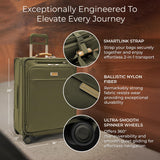 Briggs & Riley 26" Medium Expandable Spinner - Checked Luggage for Travel, Suitcases with Wheels, Softside Rolling Bag for Men & Women, Self-Repairing Zipper - Baseline Collection, Olive