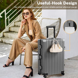 Krute No Zipper Luggage Set 2 Pieces Aluminum Frame Suitcase Sets Polycarbonate Hard Shell Luggage TSA Lock Checked Suitcase with Spinner Wheels