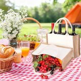 SOUJOY 6 Pack Burlap Tote Bags, Reusable Jute Gift Bags with Handles, Water Resistant Beach Bag, 14.7" x 9.8" x 4.5" Canvas Grocery Shopping Bag for Bridesmaid, DIY, Shopping, Wedding, Christmas