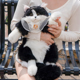 Chongker Stuffed Realistic Cat Plush Backpack, Soft Cat Shaped Backpack with Detachable Straps, Cute Purse Enough Room to Hold Keys, Wallet & Cosmetics, Ideal Gift for Girls,Black