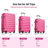 3 Piece Luggage Sets ABS Hardshell Suitcase with Spinner Wheels with 6PC Packing Bags(20/24/28inch)