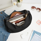 KALIDI Nylon Crescent Bag Medium Casual Shoulder Crossbody Purse with External Pocket for Women Men Travel