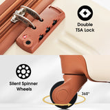 Merax Luggage Sets 2 Piece Suitcase Set 20/28 IN,Carry on Luggage and Travel Bag TSA Lock Expandable,Hard Case Luggage with Spinner Wheels,White and Brown