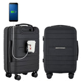 French Connection St. Martin Carry-On Luggage with Cup Holder/USB Ports, Black | Backpacks4Less