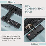 Merax Luggage Sets 3 Piece Front Opening, Hardside Lightweight Carry on Suitcase with Cup Holder USB Port,Durable Expandable Luggage with Bags Spinner Wheels and TSA Lock,Light Blue