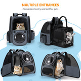 Bubble Cat Backpack Carrier, Expandable Cat Carrier Backpack,Breathable Pet Backpack for Medium Cat,Kitten and Small Puppy, Large Space,Portable Bags Foldable Dog Backpack for Traveling,Hiking(Grey)