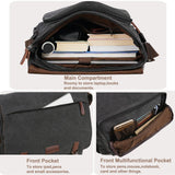 Canvas Messenger Bag for Men Women,Travel Satchel Shoulder bag 15.6 Inch Laptop Bags Business(Black-Upgrade)