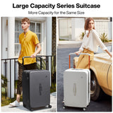mixi 26 Inch Large Checked Luggage Suitcase with Spinner Wheels Upgrade Wide Handle PC Hard Shell Rolling Travel Suitcase with TSA Lock, Smoke White