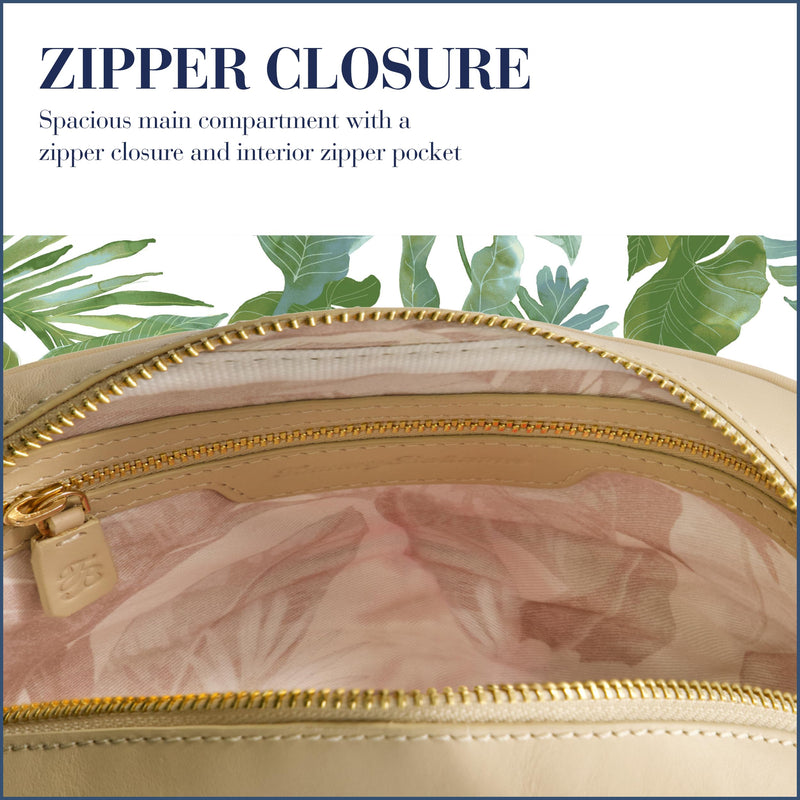 Tommy Bahama Camera Bag, Women's Mini Shoulder Handbag with Woven Design and Adjustable Shoulder Strap, Tan