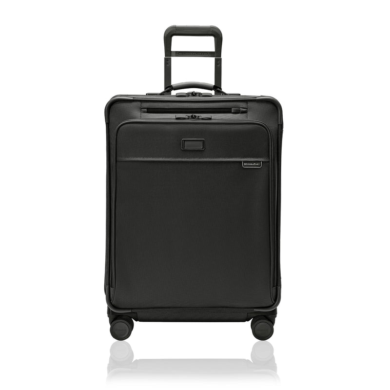 Briggs & Riley 26" Medium Expandable Spinner - Checked Luggage for Travel, Suitcases with Wheels, Softside Rolling Bag for Men & Women, Self-Repairing Zipper - Baseline Collection, Black