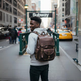 Handmade World Vintage Full Grain 20 Inch Leather Laptop LARGE Backpack Casual Bookbag Daypack Travel Rucksack (Brown)