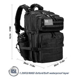 LHI Military Tactical Backpack for Men and Women 45L Army 3 Days Assault Pack Bag Large Rucksack with Molle System - Black