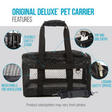 Sherpa Pet Carrier Airline Approved with Spring Wire Frame - Cat & Dog Carrier for In-Cabin Travel, Mesh Ventilation, Locking Zippers - Black Lattice, Large
