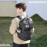 Wotony Military Tactical Backpack for Men Waterproof Daypack 3 Day Assault Pack Molle Bag with Water Bottle Holder (Black, 25L)