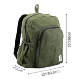 Organic Hemp Backpack Bag - Eco Friendly Durable Rustic Travel Hiking Friendly Lightweight Causal Bag by Freakmandu - Green