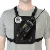 Lone Peak Black Padded Radio Chest Harness w/ Smartphone Pocket (9.5” X 8”)- Secure Fit Search and Rescue Gear - Universal Outdoor Tactical Walkie Talkie Harness- Radio Chest Pack for EMS- Made in USA