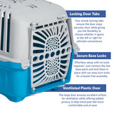 MidWest Homes for Pets Spree Travel Carrier – Hard-Sided Dog & Cat Carrier, Small Pet Travel Crate with Handle, Ventilated Design, Durable Plastic Door, Easy Assembly, 19-Inch, Blue