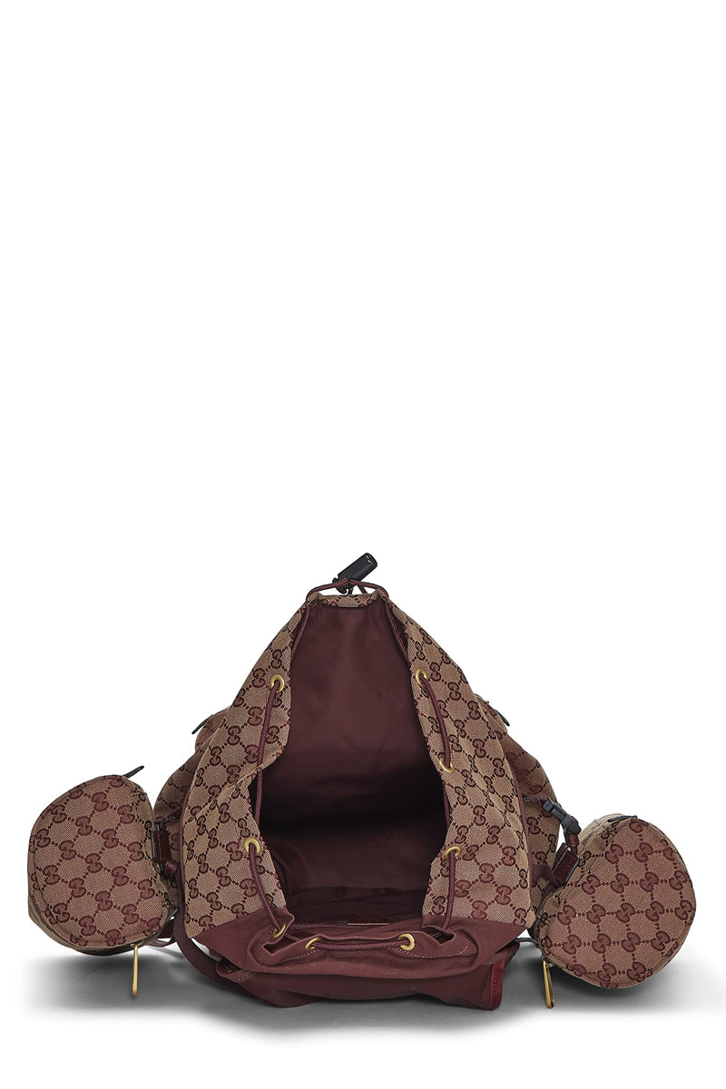 Gucci, Pre-Loved GG Canvas Alpina Trekking Backpack, Burgundy