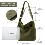 KALIDI Canvas Tote Bag Large Hobo Crossbody Shoulder Handbag Zipper Messenger Bag for Women or Men Casual College Work