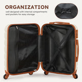 Suitour 4 Piece Luggage Sets, Hard Shell Suitcase Set with Spinner Wheels 16 20 24 28inch Travel Sets(Beige Tan)