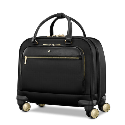 Samsonite Mobile Solutions 2 Spinner Mobile Office - Carry-On Rolling Laptop Bag with USB Pass-Through, Padded Laptop & Tablet Sleeves, File Organizer, Smooth Spinner Wheels, StackIt™ Strap - Black