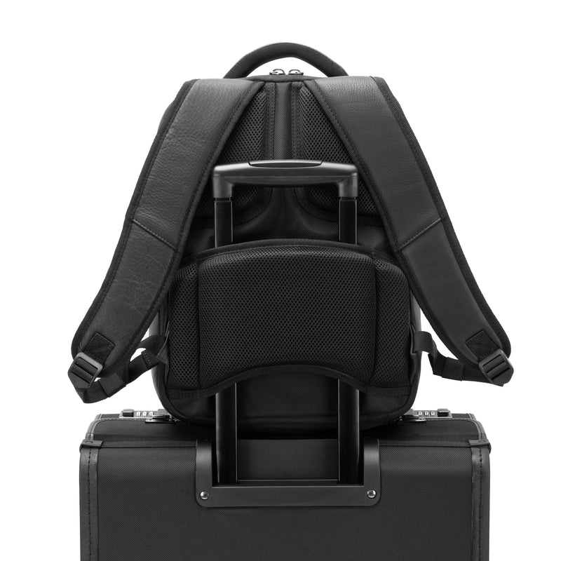 Alpine Swiss Olsen 13” Laptop Travel Backpack Genuine Leather Slim Business Travel Carry On Daypack Black