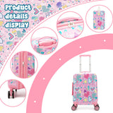 Esteemly Kid's Luggage Set 16inch 2 Piece Suitcase Set Hardside Luggage with Spinner Wheels Girls Carry on Toddler Travel Rolling Suitcase with Neck Pillow Airline Approved
