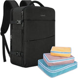 Lubardy Travel Backpack for Men Women 17 Inch Flight Approved Carry on Backpack Waterproof Large 40L Luggage Daypack Business College Weekender Overnight Laptop Backpack with 3 Packing Cubes, Black