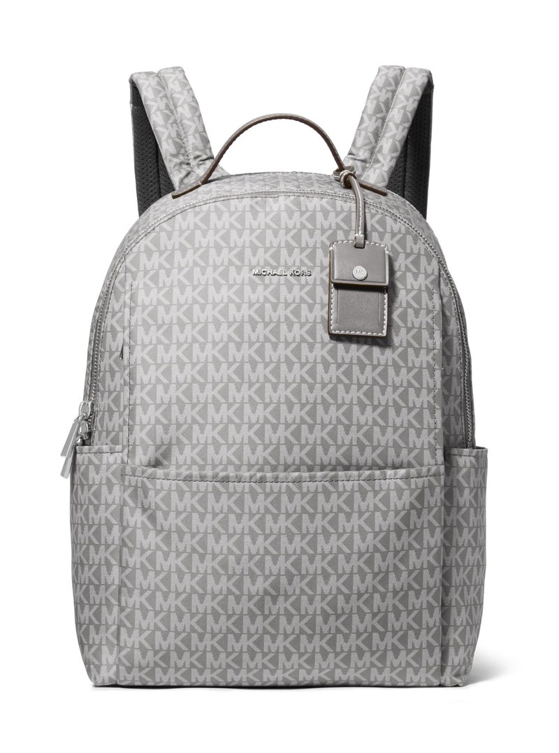 Michael Kors Sable Large Backpack, Silver-Tone Hardware/MK Signature Coated Twill/Storm