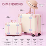 Miss.Box Vintage Luggage Set with Wheels, Retro Suitcase, Vintage Travel Luggage Set, Stylish Vintage Luggage Set for Women and Men (White, 14inch&18inch)