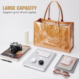 KALIDI PVC Tote Bag Women’s Kraft Paper Work Handbags Purses with Top Handle,Brown