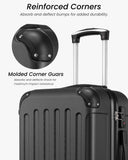 YOETEY Luggage Sets 5 Piece, Hardside Suitcase with Wheels, TSA Approved, Black
