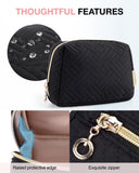 BAGSMART Small Makeup Bag, Travel Cosmetic Bag Make Up Pouch Small Travel Zipper Pouch,Water-resistant Toiletry Bag,Makeup Organizer Bag for Women, Black