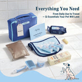 FlyDog The Rover Pet Travel Bag - 11 Piece Dog Grooming Kit with Shampoo, Conditioner, Paw Cream, Toothpaste & Toothbrush, and More, Dog Camping Essentials for Hiking and Outdoor Adventures