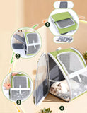Green Cat Backpack Carrier with Washable Crate Bed Mat Breathable Cat Carrier Large Space for Medium Small Dog Puppy Kitty Bunny Ventilated Mesh Pet Backpack for Cats Travel Hiking Walking Outdoor Use