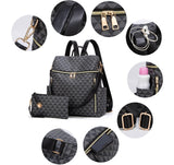 Makes Backpack Purse for Women PU Leather Travel Satchel Handbag Convertible Design Bag with Purse 2 Piece