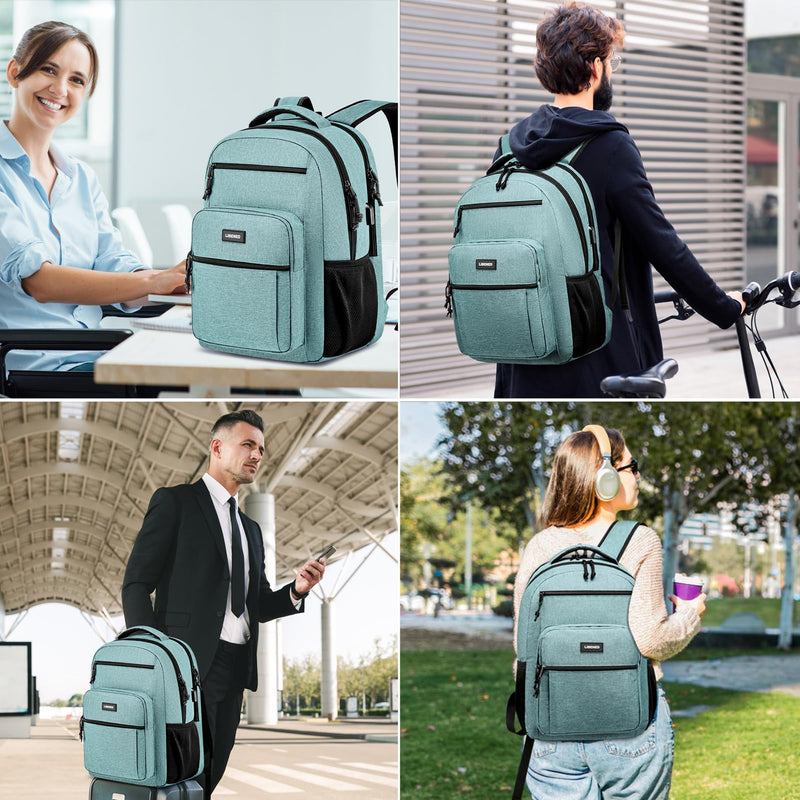 LIBENED School Backpack for Teens Girls and Boys, Lightweight and Sturdy Bookbag for College with USB Charging Port, 15.6 inch Water-Resistant Back pack with Laptop Sleeve, Teal